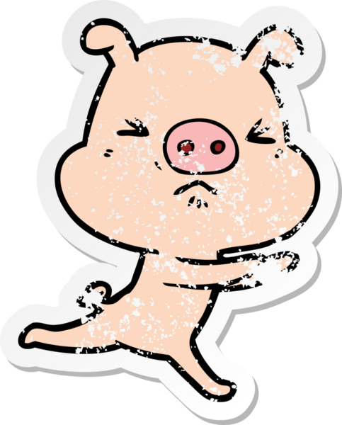 Bir insan tarafından çizilmiş kızgın bir domuzun sıkıntılı çıkartması.