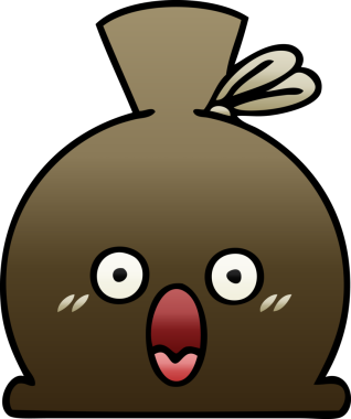 Bir insan tarafından çizilmiş bir çuvalın gölgeli çizgi filmi.