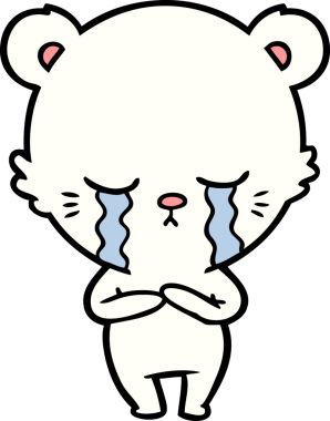 Bir insan tarafından çizilmiş üzgün küçük kutup ayısı çizgi filmi.