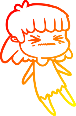 Bir insan tarafından çizilmiş kızgın bir kızın sıcak çizgi çizimi