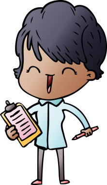 Bir insan tarafından çizilmiş gülen kadın çizgi filmi.