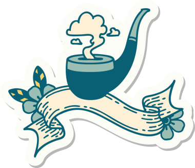 Bir insan tarafından çizilmiş sigara tiryakisi dövmesi stili etiketi.