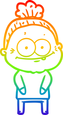 Gökkuşağı gradyan çizgi çizimi Bir insan tarafından çizilmiş mutlu yaşlı kadın