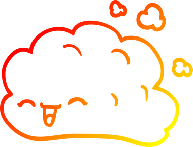 Bir insan tarafından çizilmiş sıcak çizgi çizgi çizimi mutlu bulut