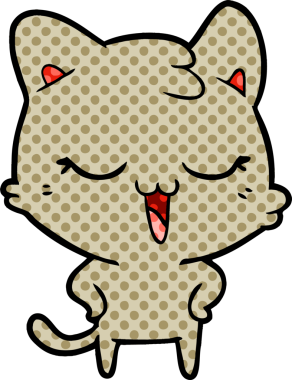 Bir insan tarafından çizilmiş mutlu çizgi film kedisi.