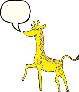 Bir insan tarafından çizilmiş serbest çizilmiş çizgi roman konuşma balonu zürafası.