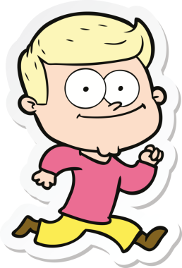 Bir insan tarafından çizilmiş mutlu bir adamın çıkartması.