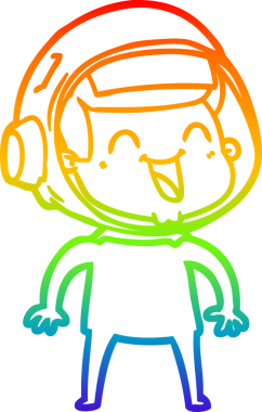 gökkuşağı gradyan çizimi mutlu bir çizgi astronot çizimi bir insan tarafından çizildi