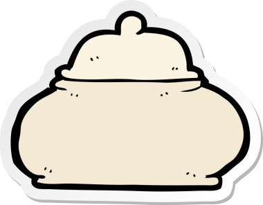 Bir insan tarafından çizilmiş eski tarz seramik tencerenin çıkartması.