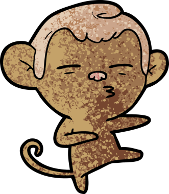 bir insan tarafından çizilmiş şüpheli maymun çizgi filmi