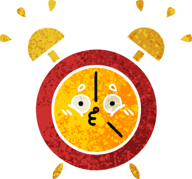 Bir insan tarafından çizilmiş alarm saatinin retro çizim tarzı karikatürü