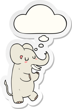 Düşünce baloncuğu insan tarafından çizilmiş bir çıkartma olan çizgi film fili.