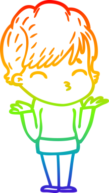 Gökkuşağı gradyan çizgi çizimi Bir insan tarafından çizilmiş bir çizgi kadın