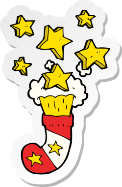 Bir insan tarafından çizilmiş sihirli bir Noel çorabının çıkartması.