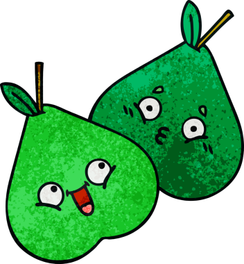 Bir insan tarafından çizilmiş armutun retro grunge desen karikatürü