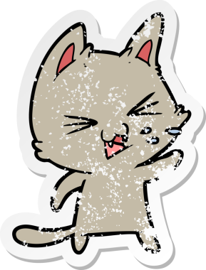 Bir insan tarafından çizilmiş bir çizgi film kedisinin sıkıntılı çıkartması.