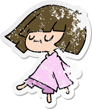 Bir insan tarafından çizilmiş tatlı kawai kızının serbest sticker 'ı.