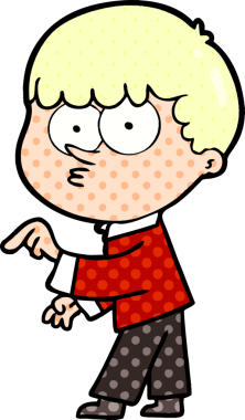 Bir insan tarafından çizilmiş meraklı bir çocuk.