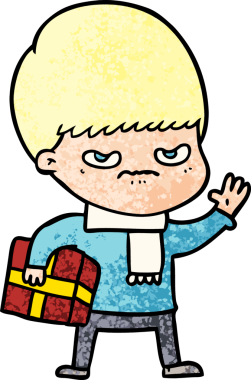 Bir insan tarafından çizilmiş sinirli çizgi film çocuğu.