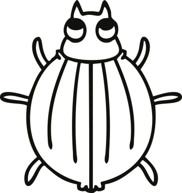 Bir insan tarafından çizilmiş garip çizgi film böceği.