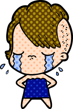 Bir insan tarafından çizilmiş ağlayan bir kız.