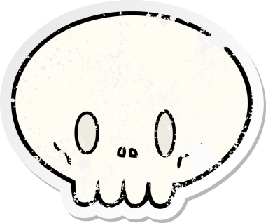 Bir insan tarafından çizilmiş bir karikatür kafatası.