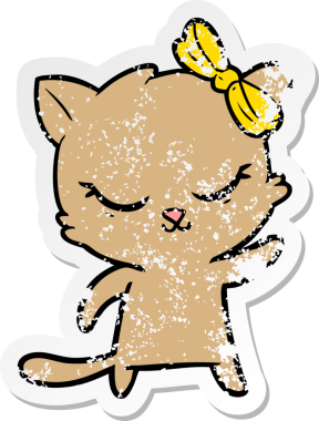 Bir insan tarafından çizilmiş şirin bir çizgi film kedisinin sıkıntılı çıkartması.