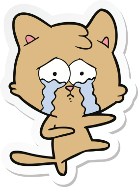 Bir insan tarafından çizilmiş çizgi film kedisinin çıkartması.