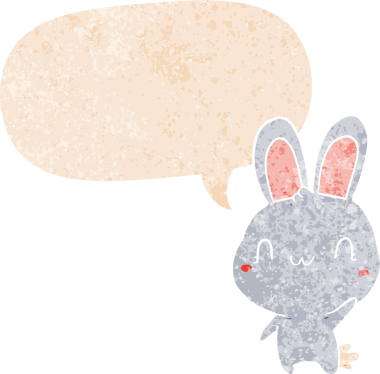 Çizgi film tavşanı grunge 'da konuşma baloncuğuyla sallanıyordu.