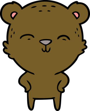 Bir insan tarafından çizilmiş kalçalı mutlu çizgi film ayısı.