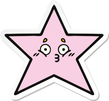 Bir insan tarafından çizilmiş şirin bir çizgi film yıldızının çıkartması.