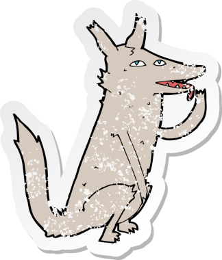 Bir insan tarafından çizilmiş kurt pençesini yalayan bir çizgi filmin gerilimli yapıştırması.