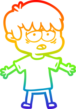 gökkuşağı gradyan çizgi çizimi bir insan tarafından çizilmiş bitkin bir çocuk