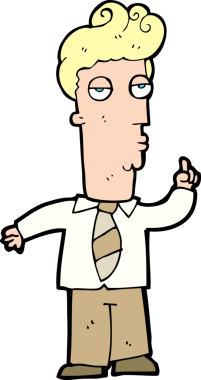 Çizgi filmdeki sıkılmış adam bir insan tarafından çizilmiş sorular soruyor.