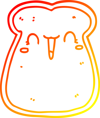 Bir insan tarafından çizilmiş bir tost diliminin sıcak çizgi çizimi.