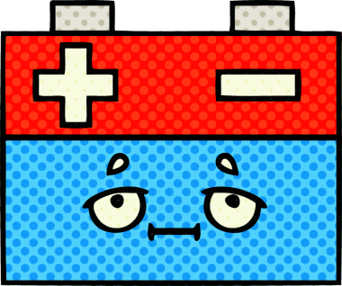 Bir insan tarafından çizilmiş bir araba aküsünün çizgi romanı.