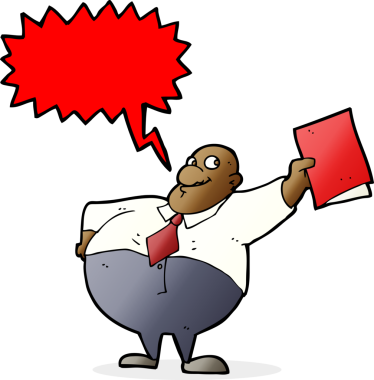 Bir insan tarafından çizilmiş konuşma balonu olan mutlu patron çizgi filmi