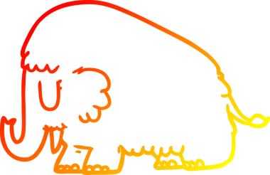 Bir insan tarafından çizilmiş çizgi film mamutunun sıcak çizgi çizimi