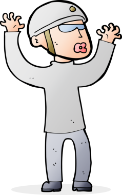 Bir insan tarafından çizilen panikleyen bir güvenlik görevlisi.