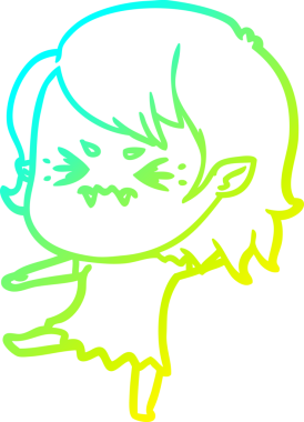 Bir insan tarafından çizilmiş, soğuk gradyan çizgi film karakteri bir vampir kız.