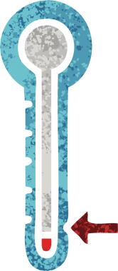 Bir insan tarafından çizilmiş cam termometrenin retro çizim tarzı karikatürü