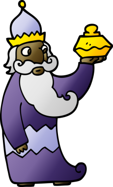 Bir insan tarafından çizilen üç bilge adamdan biri vektör gradyan çizim karikatürü