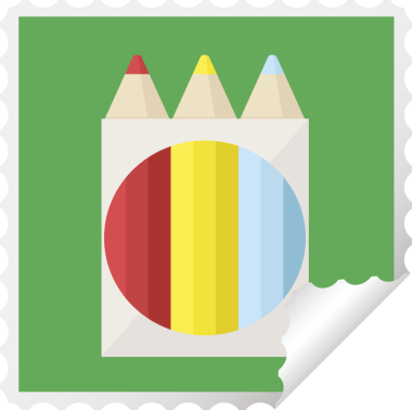 Bir insan tarafından çizilmiş bir sürü renkli kalem etiketi.