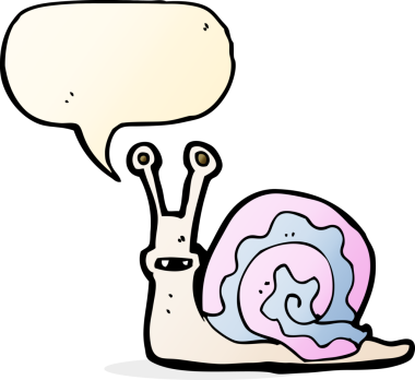 bir insan tarafından çizilmiş konuşma balonlu çizgi film salyangozu