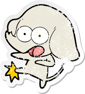 Bir insan tarafından çizilmiş şirin bir filin sıkıntılı çıkartması