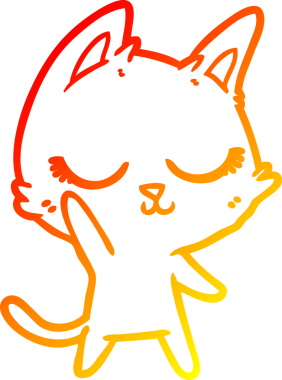 Bir insan tarafından çizilmiş sakin bir çizgi film kedisinin sıcak çizgi çizgisi.