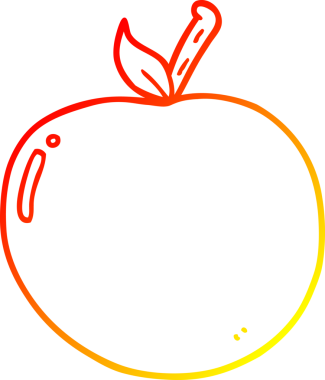 Bir insan tarafından çizilen elma çizgi romanının sıcak gradyan çizimi