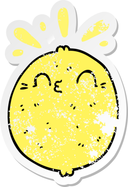 Bir insan tarafından çizilmiş şirin bir limonun sıkıntılı çıkartması.