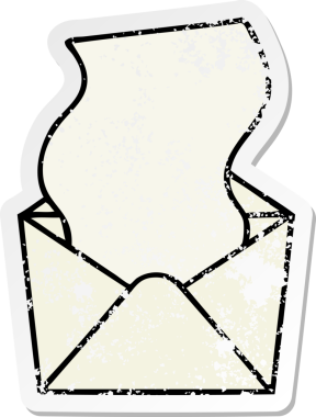 Bir insan tarafından çizilmiş garip bir el yazısı ve karikatür bir zarf.