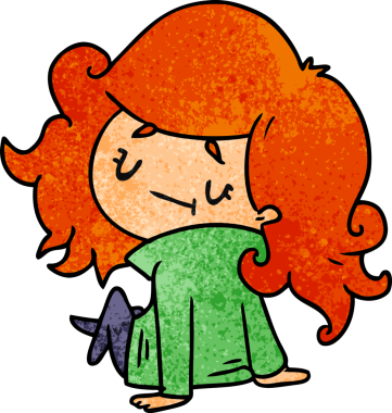 Bir insan tarafından çizilmiş sevimli bir kawai kızının desenli çizimi.